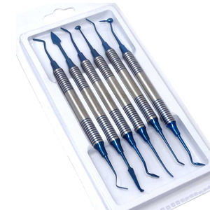 Kit de 6 instruments à double extrémité pour obturation de composites dentaires, avec revêtement en titane bleu réparateur, vente en gros - Product Image 1