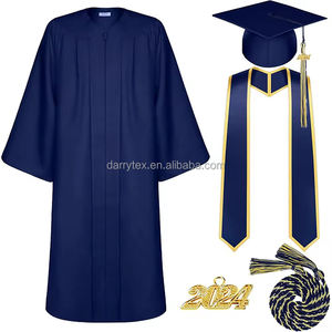 Casquette et robe de graduation de style américain étole dorée et cordon d'honneur robes et casquettes de graduation 2025 ensemble d'étole à pompon robe de graduation - Product Image 6