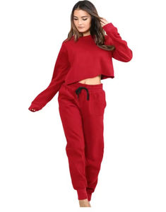 Sweat à capuche en velours pour femmes avec logo personnalisé et survêtement décoré en dentelle pour le jogging d'hiver - Product Image 4