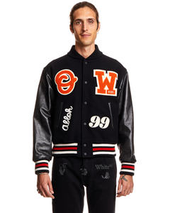 แจ็กเก็ตเบสบอลขนสัตว์มีโลโก้ปักลายแผ่นปะรูปพริกจากสหรัฐอเมริกาสำหรับฤดูหนาว XS ขนาด - Product Image 3