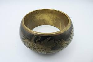 Brazalete ancho de diseñador floral de latón puro 100% hecho a mano, brazalete ajustable, Regalo para mamá - Product Image 5