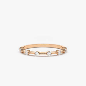 Anillo de Boda Delicado con Diamante Cultivado en Laboratorio de 0.15 Quilates, Color G, Claridad SI1, Oro Sólido de 14K, Pieza Nupcial Hecha a Mano para Mujer - Product Image 2