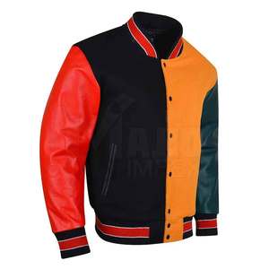 Veste d'hiver pour homme de haute qualité, sur mesure, avec manches en cuir, style Letterman, coupe ajustée, respirante, tissu en laine antibactérien, nouvelle collection - Product Image 4