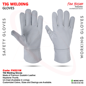 Gants de travail industriels de sécurité de soudage Tig blancs les plus vendus Keystone Thumb Styled sans doublure en cuir de chèvre de qualité supérieure - Product Image 6