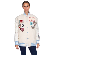 Chaquetas de mujer de lana con letras personalizadas de alta calidad con logotipos de chenilla bordados con cuello levantado estilo callejero - Product Image 1
