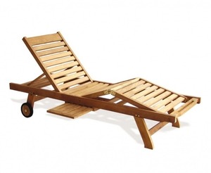 Chaises de jardin pliantes en teck massif avec roulettes supplémentaires pour faciliter le déplacement, design moderne - Product Image 5
