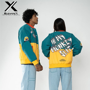 Venta al por mayor 2024 chaqueta universitaria de cuero de gran tamaño para mujer cortavientos liso teñido de algodón largo elegante de punto acolchado - Product Image 2