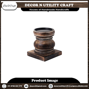 Candelabro de madera de mango natural hecho a mano Linterna de madera ecológica para decoración del hogar para eventos de Bodas de Navidad - Product Image 3