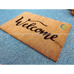 Tapis de bienvenue en fibre de coco fait à la main rustique avec artisanat vietnamien en PVC, nombreux choix de formes - Product Image 5