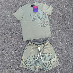 Ensemble short et t-shirt homme été 2026 personnalisé en coton 280 g/m² – Ensemble 2 pièces unisexe avec blocs de couleur - Product Image 6