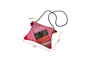 Sac à bandoulière en brocart rétro brodé à la main, Patchwork rectangulaire écologique avec sangle à bille - Product Image 4