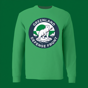 Maglietta a Maniche Lunghe Greenland Guard con Emblema Orso Polare e Lancia, Tema Artico, Colore Verde, Prodotto Promozionale - Product Image 3
