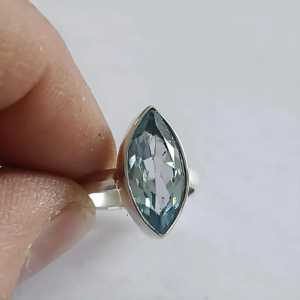 Navya Craft's Handcrafted Sterling Silver <b>Ring</b> for Women Blue Topaz Marquise Bezel Set <b>Statement</b> Jewelry Gift for Her - Product Image 4