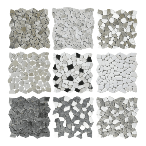 Mosaico Irregular Moderno, Estilo Minimalista, Resistente al Agua, en Blanco, Gris y Negro, para Decoración de Exteriores - Product Image 1