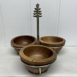 Venta al por mayor de diseño personalizado tres en uno tazón de madera para servir con mango de metal nueva llegada fantástica calidad - Product Image 3