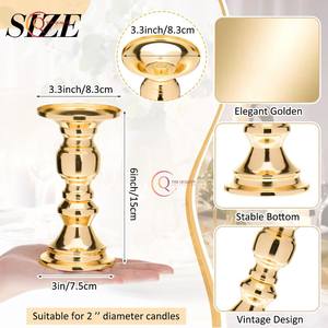 Ensemble de 6 pièces uniques en or poli décoration de table pièce maîtresse bougeoir de noël maison et pot de bougie de foudre festif approvisionnement - Product Image 2