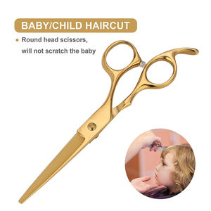 Ciseaux de barbier professionnels en acier inoxydable doré, droits, pour droitiers, ciseaux de coupe de cheveux de qualité supérieure, SI-BS-8 SUBHAN - Product Image 3