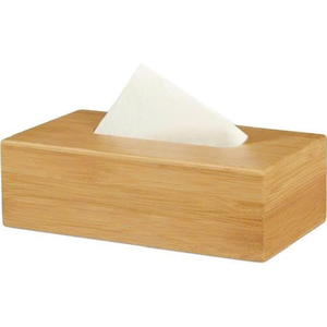 Sustainable <b>Bamboo</b> Tissue <b>Box</b> Holder for Home Living Room Office Use with Refillable Lid and Smooth <b>Wooden</b> Design - Product Image 1