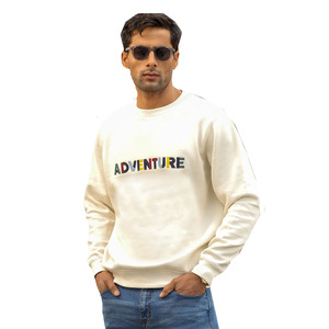 Meilleure vente nouvelle arrivée d'hiver hommes Beige couleur 300 GSM polaire côtelé cou sweat avec Logo brodé sur le devant - Product Image 1