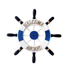 Mur et maison maritimes de style vintage suspendus belle roue de bateau en bois avec des idées de sculpture de conception de corde - Product Image 6