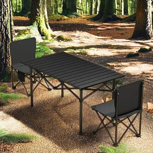 Taşınabilir kamp masası rulo masa alüminyum kamp piknik açık katlanır masa ve sandalye seti - Product Image 2