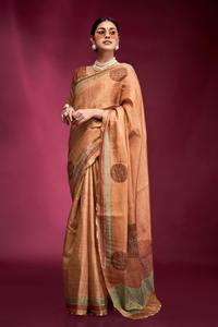 Blusa Saree Tusser pura de desgaste ocasional hermosa moderna de calidad de exportación india con proveedor de trabajo manual de la India a precio barato - Product Image 4