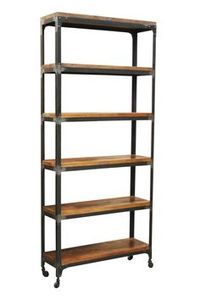 ชั้นวางของอุตสาหกรรมและเฟอร์นิเจอร์ในบ้านสไตล์วินเทจชั้นหนังสือทำจากเหล็กและไม้มะม่วงพร้อมลิ้นชัก3ชั้นสำหรับจัดเก็บ - Product Image 5