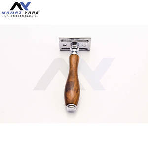 Rasoir de sécurité à double tranchant de qualité supérieure nouveau Style rasoir de rasage en acier inoxydable manche en bois classique rasage humide rasage de près lisse - Product Image 5