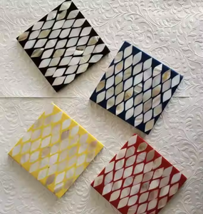 Juego de posavasos artesanales de media luna de 4 piezas de diámetro personalizado ecológico de estilo clásico con incrustaciones de hueso con logotipo personalizable - Product Image 5