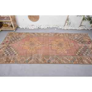 พรมขนสัตว์แนววินเทจขนาด3.8x8.4ฟุตพรมแนวแอบสแตรกต์สีน้ำตาลส้มงานปะสำหรับติดโถงทางเดินทรงสี่เหลี่ยมผืนผ้า - Product Image 3