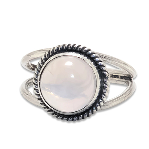 Women's Boho <b>Statement</b> <b>Ring</b> Natural Rose Quartz Gemstone Set in Solid Sterling Silver Wedding Occasion Wholesale - Product Image 1