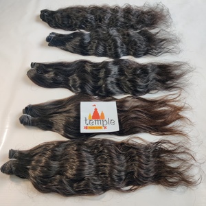 Extensions de cheveux humains Temple Virgin Indian 100% naturelles, non traitées, en gros, cuticules alignées, double trame machine, ondulation profonde - Product Image 4