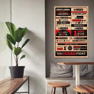 Modern Style Fight Club Rules <b>Poster</b> Black <b>Frame</b> Wall Decor Paper Art - Product Image 2