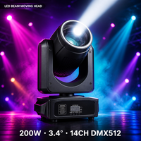 Tête mobile à faisceau LED 200W 3.4 °   Projecteur à faisceau puissant 7+1 avec roue chromatique, prisme à 18 facettes et anneau halo, 14 canaux DMX512 pour scène, club, DJ, discothèque