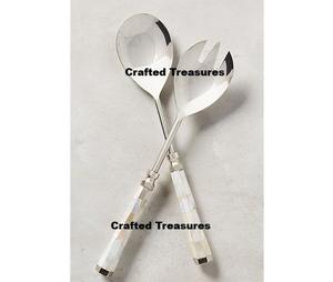 Serveur de salade en corne de qualité supérieure ensemble de 2 pièces avec poignée en résine outils de cuisine de mélange de salade personnalisés au meilleur prix - Product Image 3