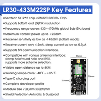 Módulo LoRa Inalámbrico DX-LR30 430~470MHz 868~915Mhz 22dBm 8km de Alcance 5V UART GPIO Banda ISM Módulo RF LoRa
