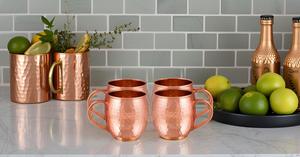 Solid 16 Ounce Handmade Hammered <b>Copper</b> <b>Cup</b> Modern C-Shaped Handle Set of 4-for Moscow Mules Bowls - Product Image 6