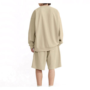 Sudadera de manga larga para correr de algodón de primera calidad y pantalones cortos para correr de lana de dos piezas para mujer conjuntos de chándal para hombre Unisex - Product Image 6
