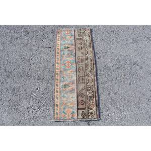 Tapis Vintage en Laine Bleu Beige 1.5X3.6 ft Turc Classique Grande Surface Abstrait Rectangle Motif Latex pour Couloir Chambre Décor - Product Image 1