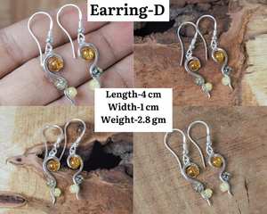 Pendientes de múltiples piedras preciosas de ámbar Báltico natural en plata 925 Regalo de diseñador para su tiempo de Navidad - Product Image 6