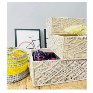 Cesta de Regalo Rectangular Multicolor de Algodón |   Organizador de Almacenamiento Personalizable |   Cesta Multiusos para el Hogar Hecha en India - Product Image 3