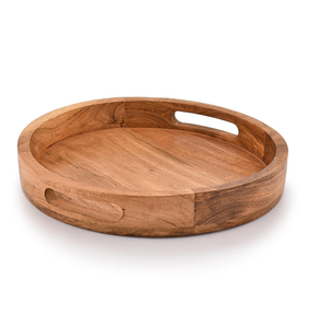 Mesa de Centro Redonda Moderna de Madera de Acacia con Asas para Bebidas, Té, Postre, Cena, Desayuno de Saniya Handicraft - Product Image 6