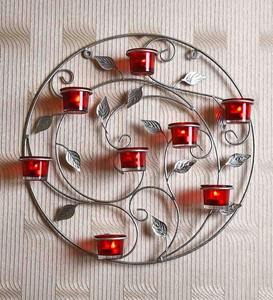 Support de T-Light en Métal de Forme Ronde Doré avec Glasses Rouges Décoration de Mariage au Prix le Plus Bas en Inde Noël - Product Image 2