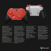 Control Inalámbrico Original Microsoft Xbox Elite Series 2 Core - Rojo para Xbox Series X/S, Xbox One, PC con Windows y Dispositivos Móviles, RFZ-00015