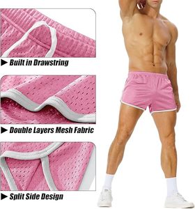 Pantalones cortos deportivos transpirables de verano 2025 para hombre, pantalones cortos de malla atléticos activos para hombre, pantalones cortos de entrenamiento de secado rápido, cintura elástica - Product Image 5