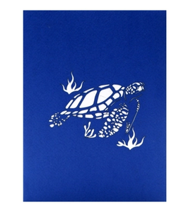 การ์ดป๊อปอัพ3D แฟนซีสีฟ้าพับได้งานแฮนด์เมดโดยเด็กในเวียดนาม3D เต่าทะเลสำหรับทักทายในงานแต่งงานและครอบครัว - Product Image 4