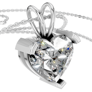 Collier pendentif en or massif 14 carats en forme de cœur, solitaire, personnalisé, bijoux fins, tendance pour femmes, diamant VVS D, cadeau d'anniversaire - Product Image 1