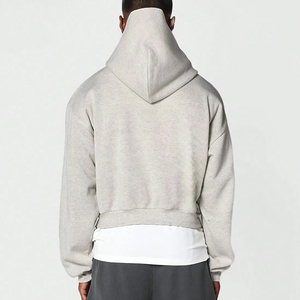 Personnalisé de haute qualité hommes sweat à capuche épaule tombante Streetwear lâche polaire tissu coton surdimensionné uni teint - Product Image 3