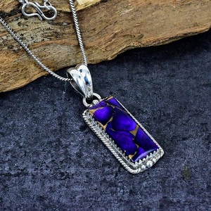 Violet argent Sterling Vintage Dahlia Turquoise argent pendentif bague boucle d'oreille ensemble de bijoux barre sud-ouest cadeau de mariage mariée - Product Image 2