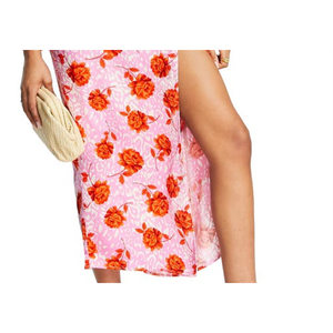 Gonna Midi in Raso Floreale Rosa Topshop Stile Coreano Taglia XS Lucida in Spandex con Spacco e Volant Stampa Vita Alta - Product Image 3